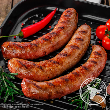 Fresh beef sausages at Bayside Butchery Mauritius
