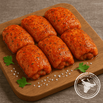 Peri peri marinated deboned chicken thighs at Bayside Butchery Mauritius
