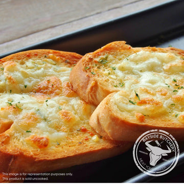 Freshly baked cheesy garlic bread at Bayside Butchery Mauritius