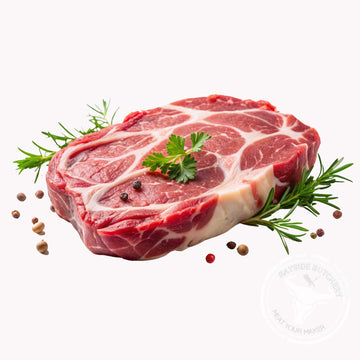 Thick-cut pork neck steaks at Bayside Butchery Mauritius